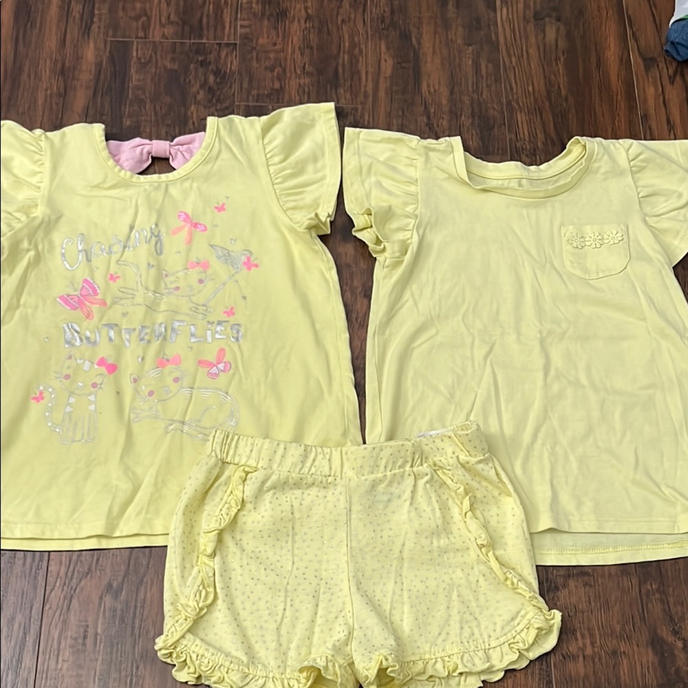 Charming Butterfly Yellow Kids Pajamas Set
